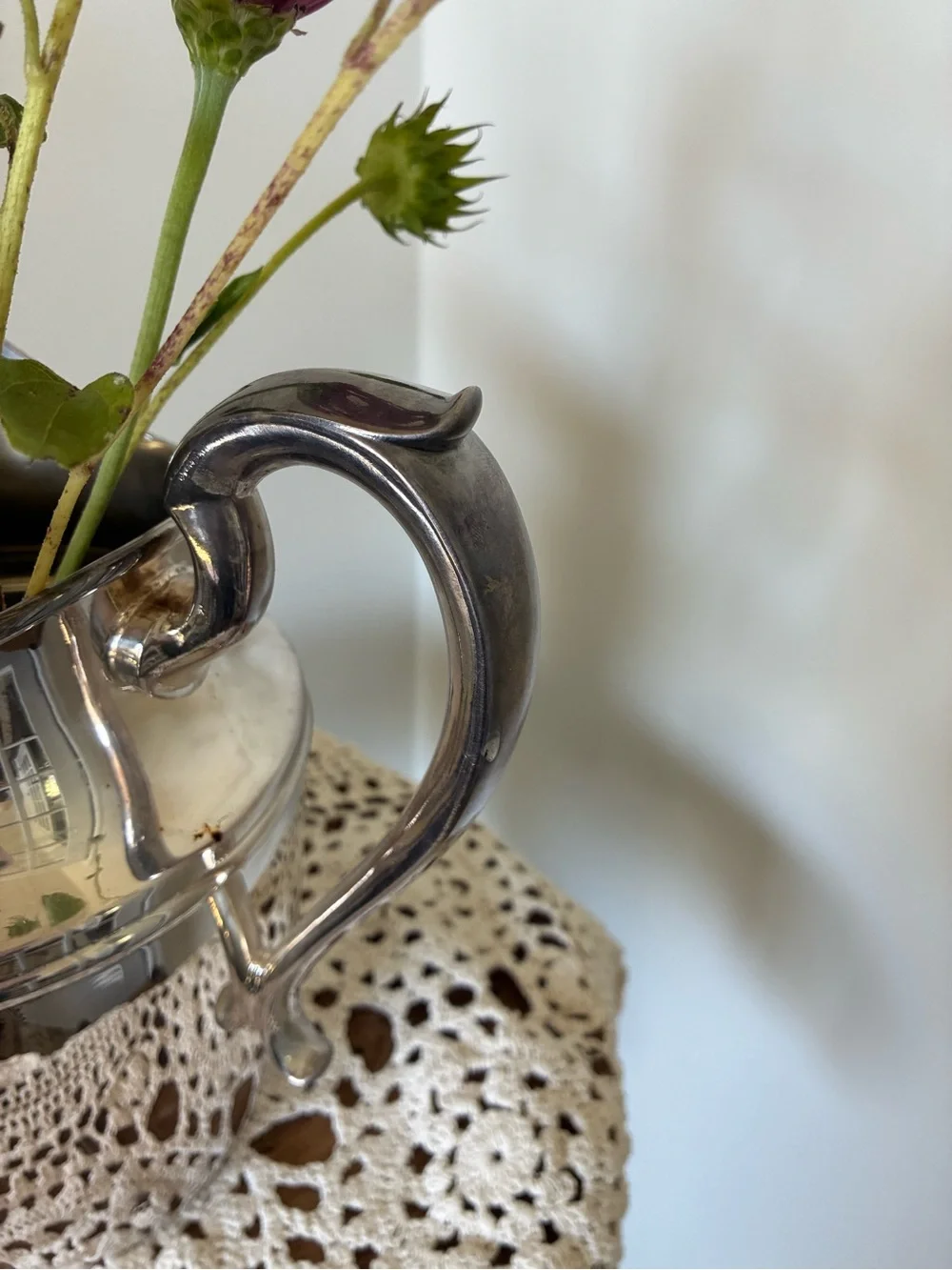 Vintage Gorham Silver plate Water Pitcher Flower Vase English Cotttage Country